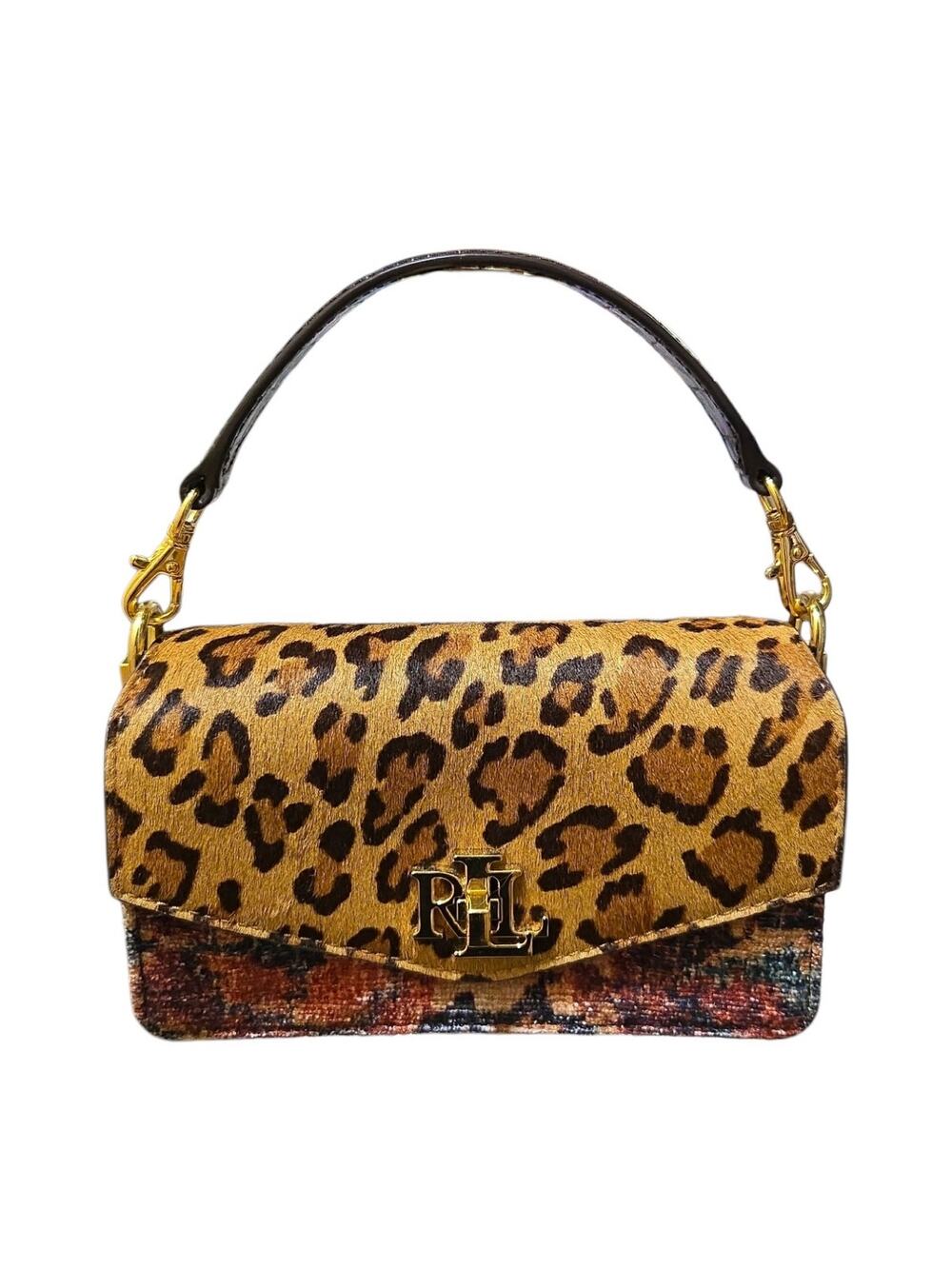 Ralph Lauren Animal Leopard Floral Print Crossbody Top Handle Bag